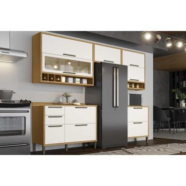 Imagem de Cozinha Modulada Ronipa Syrah 5 Peças (3aéreos+2balcão) C5p09 Amendoa/branco-ronipa