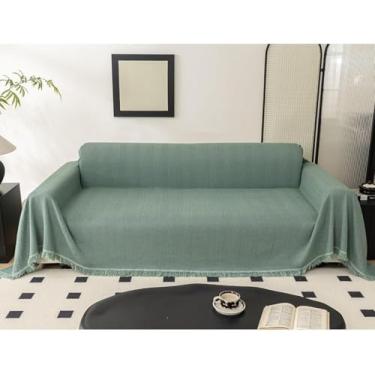 Imagem de Capa De Sofá Com Franjas, Capas De Sofá Respiráveis E Macias, Lance De Sofá De Borla Anti-incrustante E Anti-riscos De Quatro Estações, Green, 180 x 300 cm