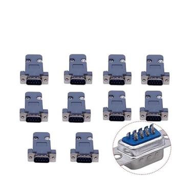 Imagem de 10 peças DB9 conector núcleo VGA Pl9pin soquete fêmea macho tipo D SUB DB15 (DB9 macho prata-01)