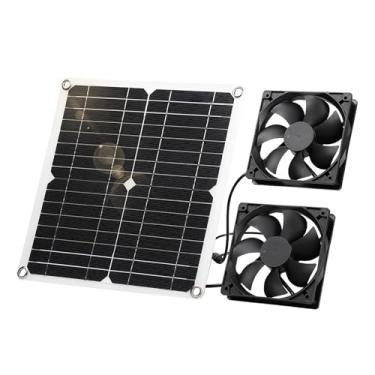 Imagem de Kit de Ventilador Solar com Duas Ventoinhas 12W para Casa RV Estufa Animais Ático Camping Resiliente e 3000 RPM