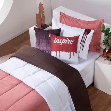 Imagem de Kit 5 Pçs Edredom Solteiro Dupla Face Hipercal 400 Fios Conforto e Estilo 240x180cm com Fronha e Capas de Almofada Rosê