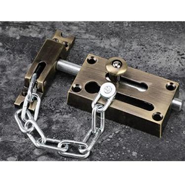 Imagem de Protetor de porta, corrente de liga de hotel, casa, janela, pino deslizante de segurança, trava de corrente anti-roubo, ferragens de bloqueio antigo. Porta (Cor: Escovado)