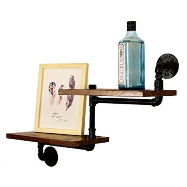 Imagem de Prateleiras flutuantes de metal com prateleiras flutuantes para quarto, sala de estar, cozinha, banheiro, estilo retrô