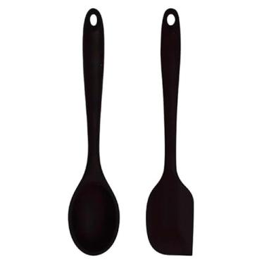 Imagem de Kit com Espátula e Colher de Silicone, 2 Peças (PRETO)