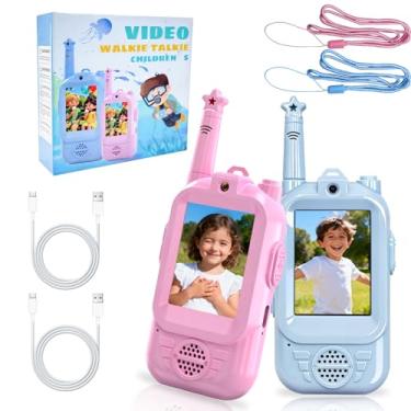 Imagem de Video walkie talkies for Kids, 2 Pack with Private Chat Function & Rechargeable Kids Walkie Talkies, HD Camera & Voice Video Intercom for Indoor Outdoor, Camping for Boy Girls 3-14