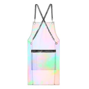 Imagem de predolo de cabeleireiro com bolso com zíper, 80 cm, costas cruzadas e ajuste regulável, ideal para trabalho em cafeterias, confeitarias, salões de, Arco-íris