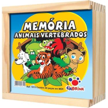 Imagem de Jogo da Memória Animais Vertebrados 40 Peças Em Madeira, para Crianças +4 Anos, Educativo, Multicolor