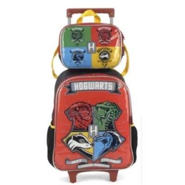 Imagem de Kit Mochila Carrinho escolar infantil com lancheira Harry Poter Original-Unissex