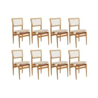 Imagem de Kit 8 Cadeiras Sala Jantar Stela 1CMM013CA Premium Madeira Maciça 8 Un