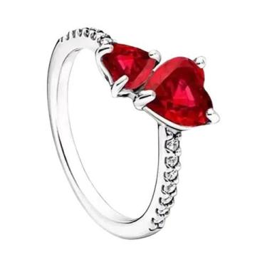 Imagem de Anel Feminino De Prata Esterlina 925 Com Mini Snoopy, Diamante Rosa De