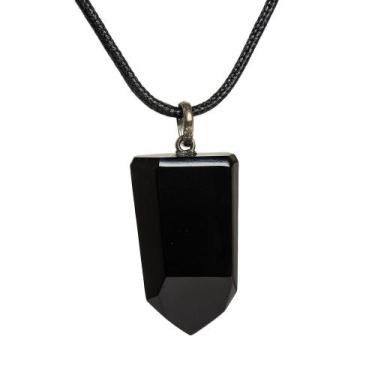 Imagem de Colar Masculino Pontinha Obsidiana Negra Montagem Dourado - Cristaisde