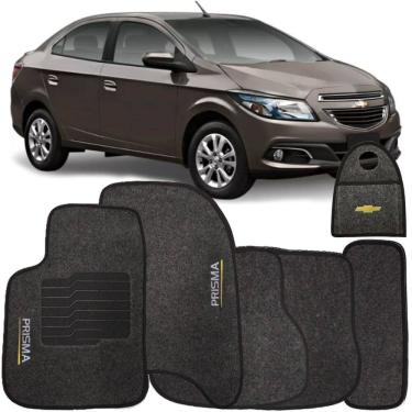 Imagem de Jogo Tapete Automotivo Carpete + Lixeira Prisma 2013 à 2019 Soft Logo Bordado Grafite 6 Peças