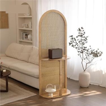 Imagem de Divisórias de quarto com espaço de armazenamento, divisórias de vime, prateleiras de armazenamento retrô multifuncionais para salas de estar, entradas, quartos e salas de estudo