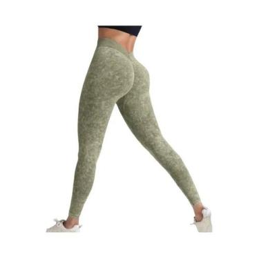 Imagem de Leggings Esportivas Sem Costura De Cintura Alta Para Mulheres, Com Des