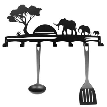 Imagem de Porta-chaves para parede, com 7 ganchos de metal sem perfuração | Ganchos de armazenamento organizador de chaves de parede - para porta da frente, entrada, corredor, sala de estar, quarto, escritório