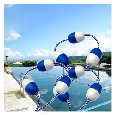 Imagem de Kit de corda e boia de segurança para piscina de 7,6 m, barreira flutuante portátil com ganchos, linha de faixa de natação divisor profundo para piscinas no solo, divisor de segurança reutilizável