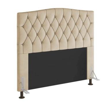Imagem de Cabeceira Greta Para Cama Box Casal 140 cm Suede Bege - D'Rossi - DRos