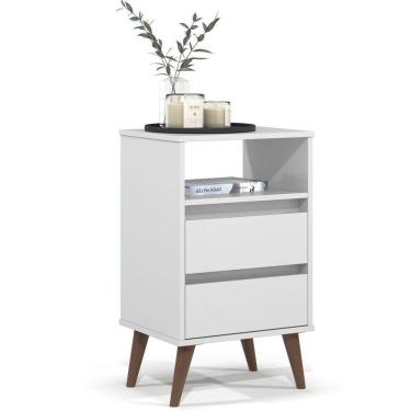Imagem de Mesa De Cabeceira 2 Gavetas Com Nicho Aroma Branco