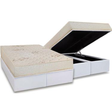 Imagem de Conjunto Box Baú Queen: Colchão Espuma Luckspuma D45 Gran Luck Floral Pró Saúde + Base Crc Courano White(158x198)