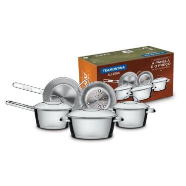 Imagem de Kit 5 Panelas Allegra em Aço Inox Fundo Triplo Tramontina