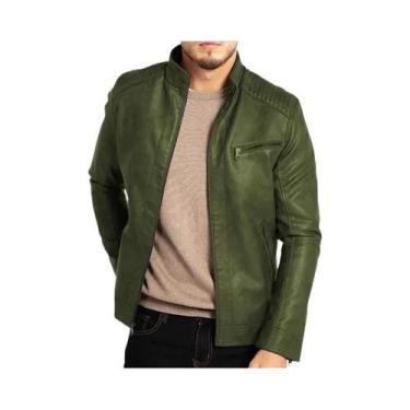 Imagem de Jaqueta Masculina De Couro PU Estilo Punk Motociclista Com Gola Alta, 