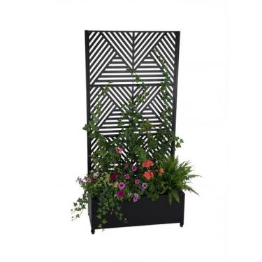 Imagem de Floreira com Treliça Decorativa Metálica 1,80x40cm Preta - Montar & Pl