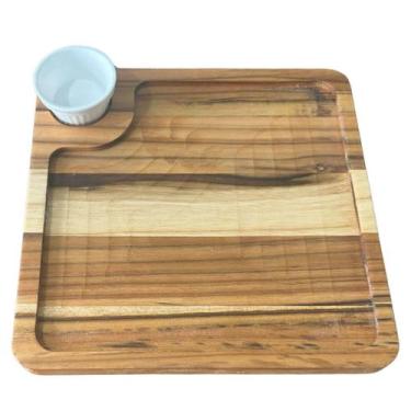 Imagem de Tábua com Ramekin 30ml Petisqueira 22,5cm Teca Zanline Aperitivos Frio