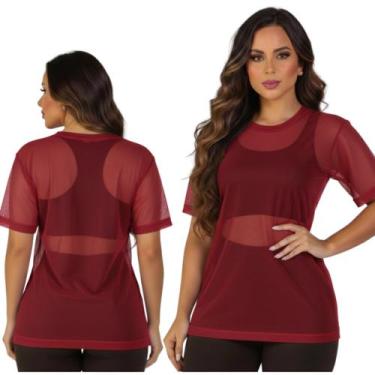 Imagem de Blusa Feminina Fitness Tule - Donna pereira, Vermelho, M