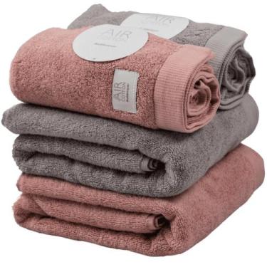 Imagem de Kit 4 Toalha de Banho Buddemeyer Dual Air Cinza Rosa