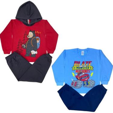 Imagem de KIT composto por 2 conjuntos de moletom SORTIDOS sem capuz roupá infan