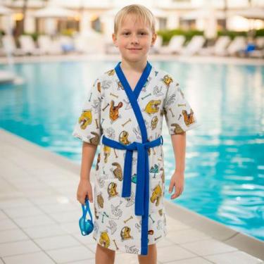 Imagem de Roupão Atoalhado Infantil Capivara Praia Piscina G Algodão 8 - 12 anos