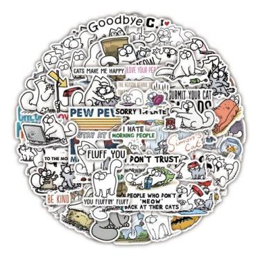 Imagem de Adesivos Simon's Cat Anime em vinil impermeável, pacote de 50 unidades