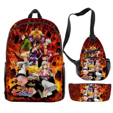 Imagem de Conjunto de mochilas Sevens Deadly Sins Meliodas Anime para crianças -