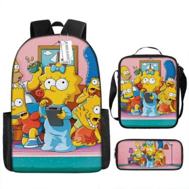 Imagem de Conjunto de mochilas Simpsons Cartoon Kids School, 3 peças de nylon - 