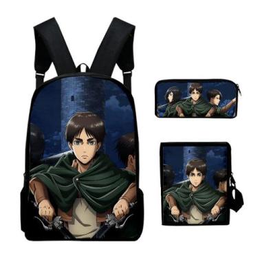 Imagem de Conjunto de mochilas Attack on Titan School, 3 peças para crianças, ny