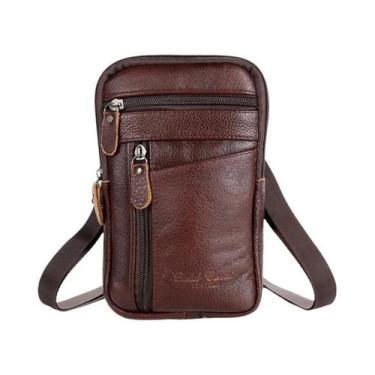 Imagem de Bolsa de Cintura Masculina de Couro - Esporte, Outdoor e Crossbody, Ca