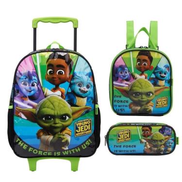Imagem de Kit Mochila com Rodas escolar infantil Star Wars Jedi com lancheira e estojo-Unissex