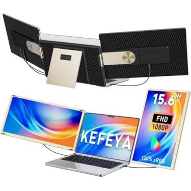 Imagem de KEFEYA Extensor de tela de laptop de 15,6 polegadas, monitor triplo portátil FHD 1080p para laptops de 13 a 17,3 polegadas, 120% sRGB com rotação de 235° Extensor de monitor de laptop destacável para