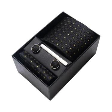 Imagem de Conjunto De Abotoaduras, Gravata E Lenço De Bolso Masculino Listrado R