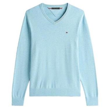 Imagem de Suéter Tricot Tommy Hilfiger Signature Gola V Azul-Masculino