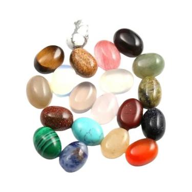 Imagem de Pérolas Soltas De Pedra Natural Em Cores Aleatórias, Pacote Com 10 Peç