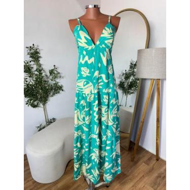 Imagem de Vestido Longo Viscolinho Alça Amarração Costa Nua Blogueira Soltinho V