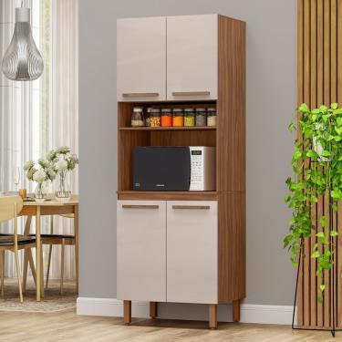 Imagem de Paneleiro Pop Torre Quente 70cm Com 4 Portas E 1 Nicho Freijó/baunilha/freijó