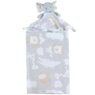 Imagem de Manta com Naninha Flannel Estampada para Bebê 75x100 - Bene Casa, Cinz