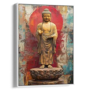 Imagem de Quadro Buda Sereno em Aura de Sabedoria - Mioquadros, 90x60 cm, Branco