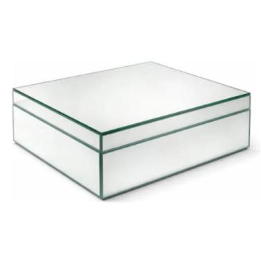 Imagem de Caixa Porta-joias Luxo Decorativa Grande Espelhada Cor Prata 26x31 Cm 