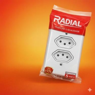 Imagem de Tomada Radial Dupla 10A - Escolha entre Branca ou Cinza - GE, branca