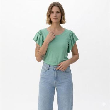 Imagem de Blusa Feminina Manga Curta com Babado Malwee-Feminino