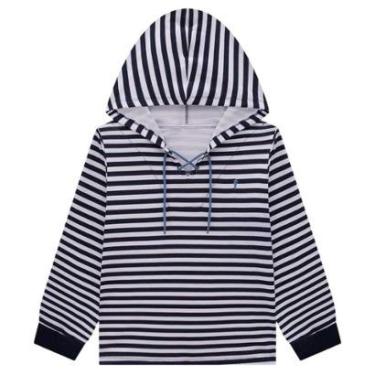 Imagem de Camiseta Manga Longa Infantil Listrada Azul Onda Marinha-Masculino