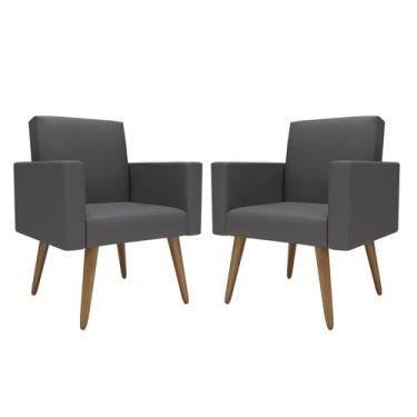 Imagem de Kit 2 Poltronas Nina Barbearia Studio Recepção - Móveis Mafer, Cinza-e